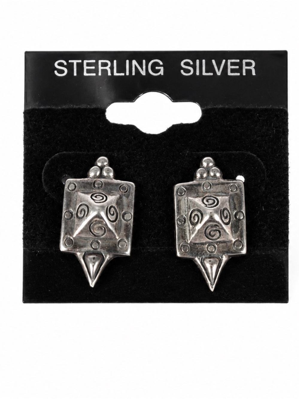 NEW sterling silver 925 stud earrings Y2K geometric & spiral design-Tribal